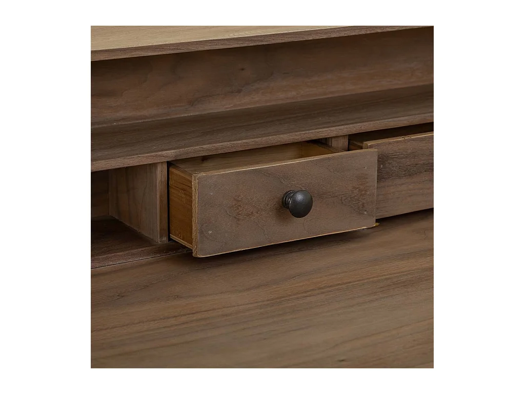 Bureau en bois marron et métal 130x60x95h cm