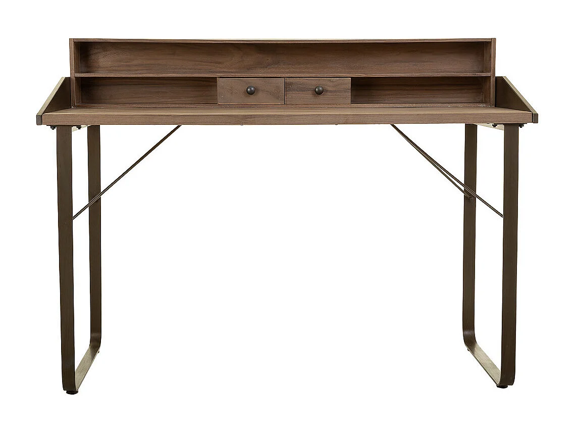 Bureau en bois marron et métal 130x60x95h cm
