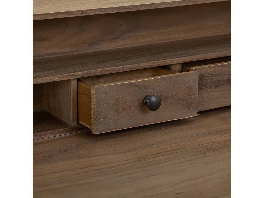 Brauner Schreibtisch aus Holz und Metall, 130x60x95H cm