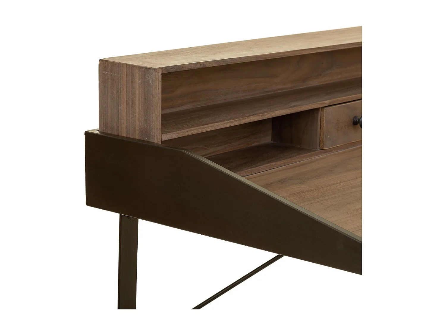 Brauner Schreibtisch aus Holz und Metall, 130x60x95H cm