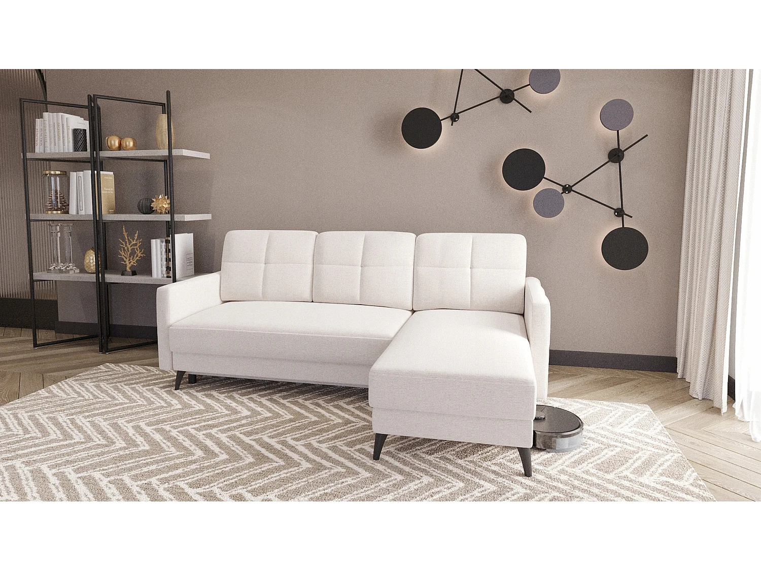 Canapé d'angle Convertible universel COPEROT Beige 218x130x43 cm