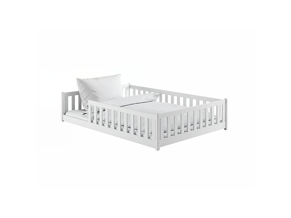 Lit enfant Moti 140X200 Blanc - blanc Livré avec sommiers