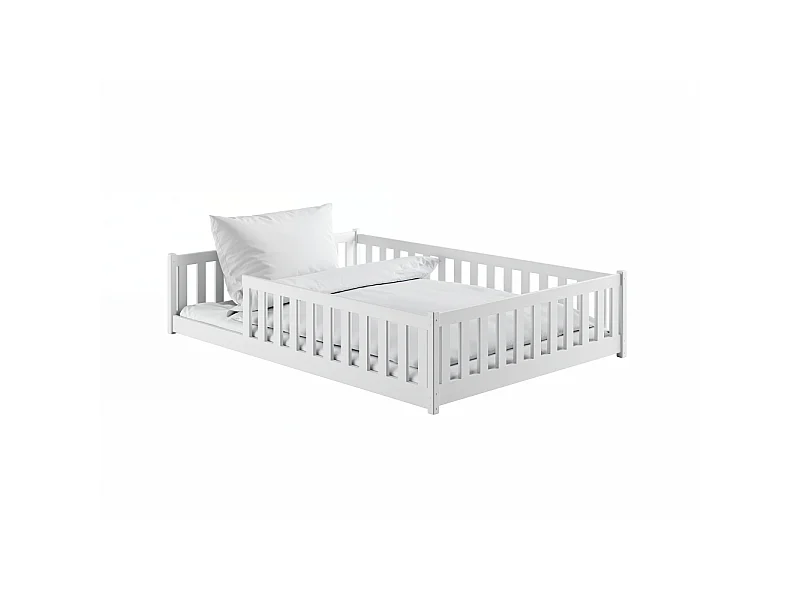 Lit enfant Moti 140X200 Blanc - blanc Livré avec sommiers