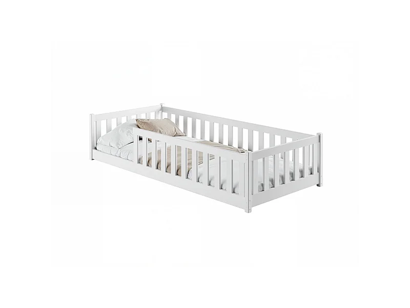 Lit enfant STELA 90x200 Blanc - blanc Livré avec sommiers
