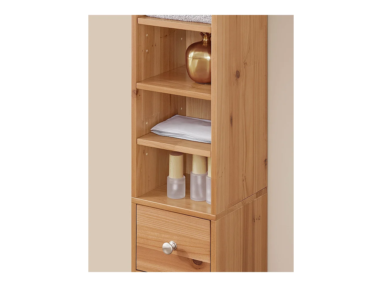 SoBuy BZR34-SH Meuble Colonne Salle de Bain, Armoire de Rangement Placard de Rangement Étroite, Étagères Réglables, Couleur du bois, 20x20x180 cm