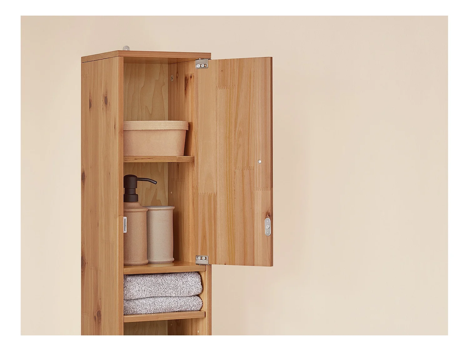 SoBuy BZR34-SH Meuble Colonne Salle de Bain, Armoire de Rangement Placard de Rangement Étroite, Étagères Réglables, Couleur du bois, 20x20x180 cm