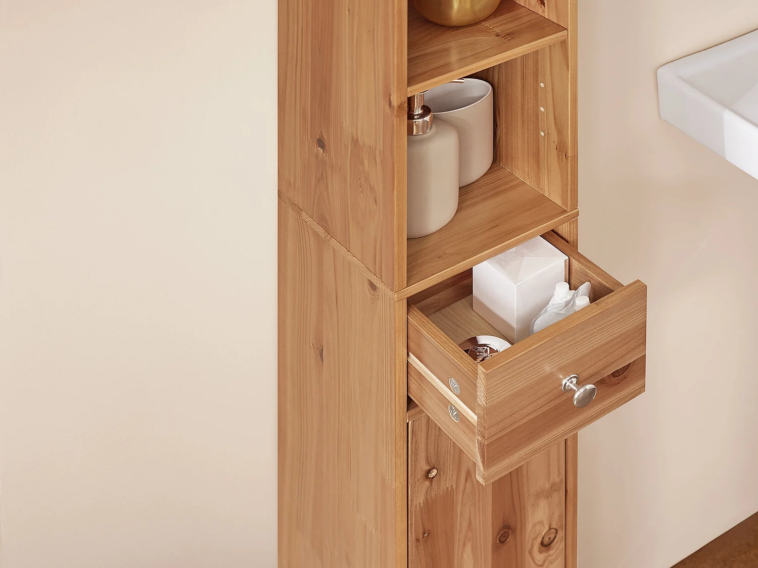 SoBuy BZR34-SH Meuble Colonne Salle de Bain, Armoire de Rangement Placard de Rangement Étroite, Étagères Réglables, Couleur du bois, 20x20x180 cm