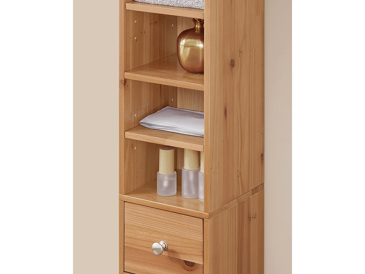 SoBuy BZR34-SH Meuble Colonne Salle de Bain, Armoire de Rangement Placard de Rangement Étroite, Étagères Réglables, Couleur du bois, 20x20x180 cm