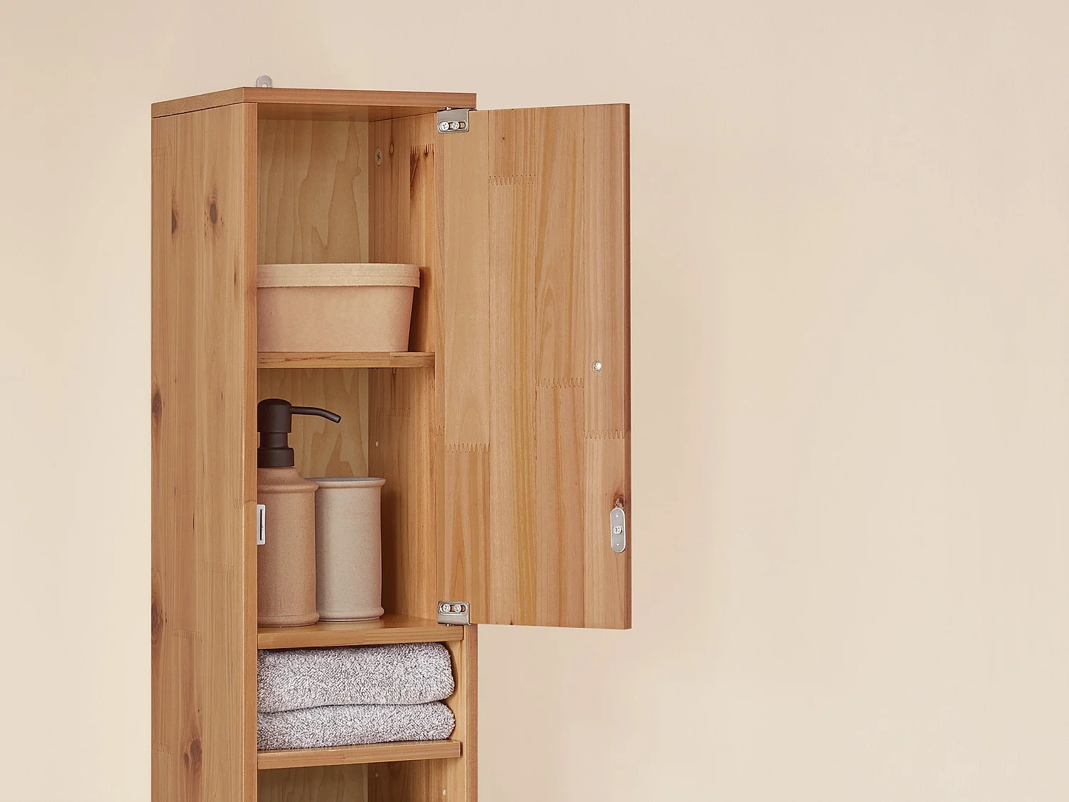 SoBuy BZR34-SH Meuble Colonne Salle de Bain, Armoire de Rangement Placard de Rangement Étroite, Étagères Réglables, Couleur du bois, 20x20x180 cm