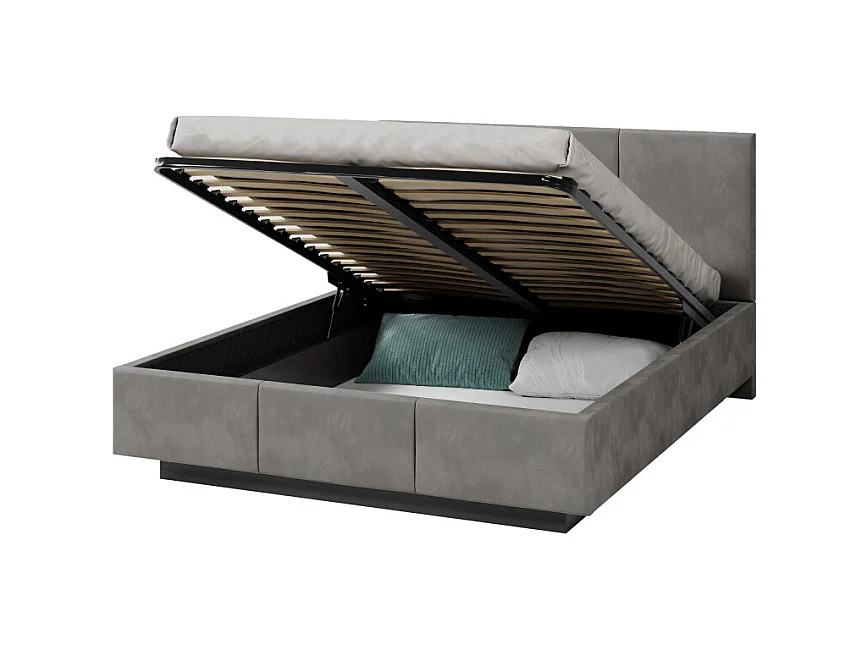 Lit coffre Aveiro 160 x 200 cm avec sommier à lattes relevable Gris Foncé
