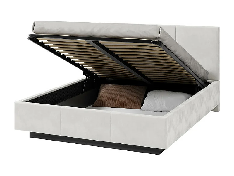 Lit coffre Aveiro 160 x 200 cm avec sommier à lattes relevable Blanc