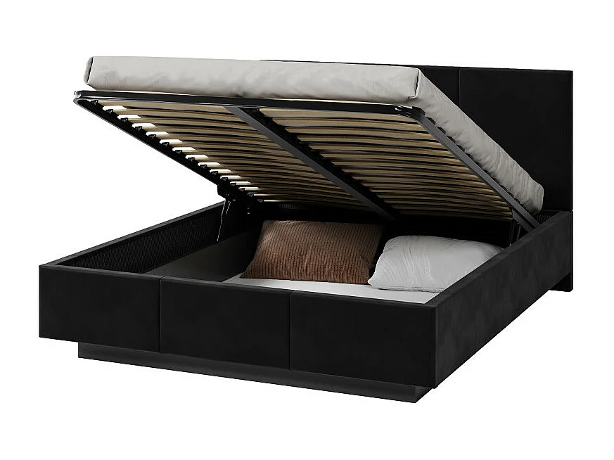 Lit coffre Aveiro 140 x 190 cm avec sommier à lattes relevable Noir