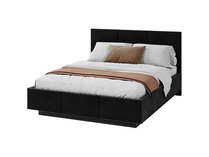 Lit coffre Aveiro 140 x 190 cm avec sommier à lattes relevable Noir
