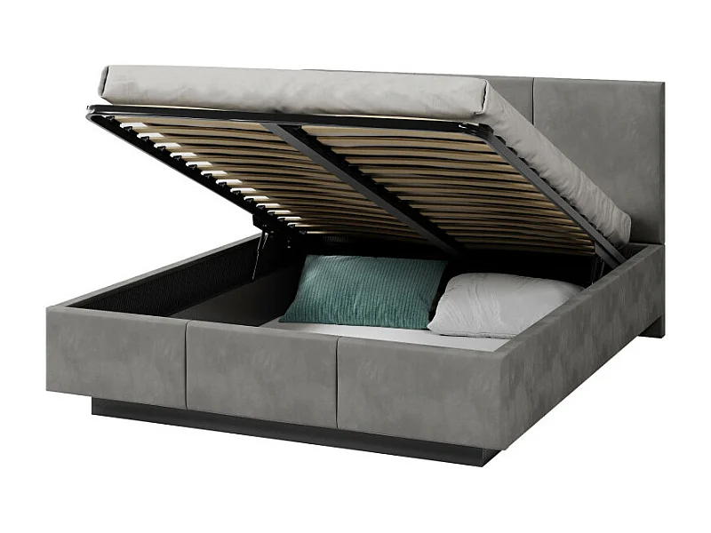 Lit coffre Aveiro 140 x 190 cm avec sommier à lattes relevable Gris Foncé