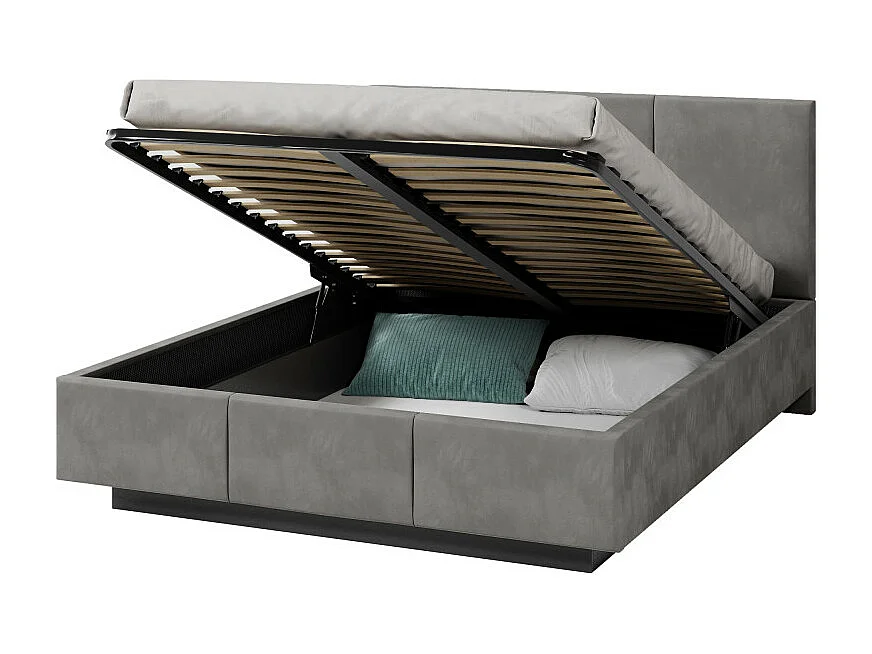 Lit coffre Aveiro 140 x 190 cm avec sommier à lattes relevable Gris Foncé