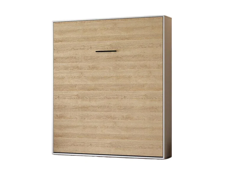 Lit escamotable 160x200cm Vertikal M1 Lit Mural Blanc- Chene Kaiserberg