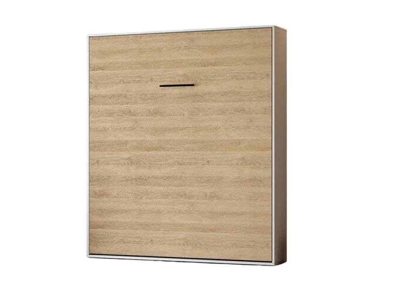 Lit escamotable 160x200cm Vertikal M1 Lit Mural Blanc- Chene Kaiserberg