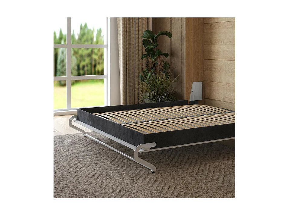 Lit escamotable 160x200cm Vertikal M1 Lit Mural Chene Kaiserberg-Gris perle