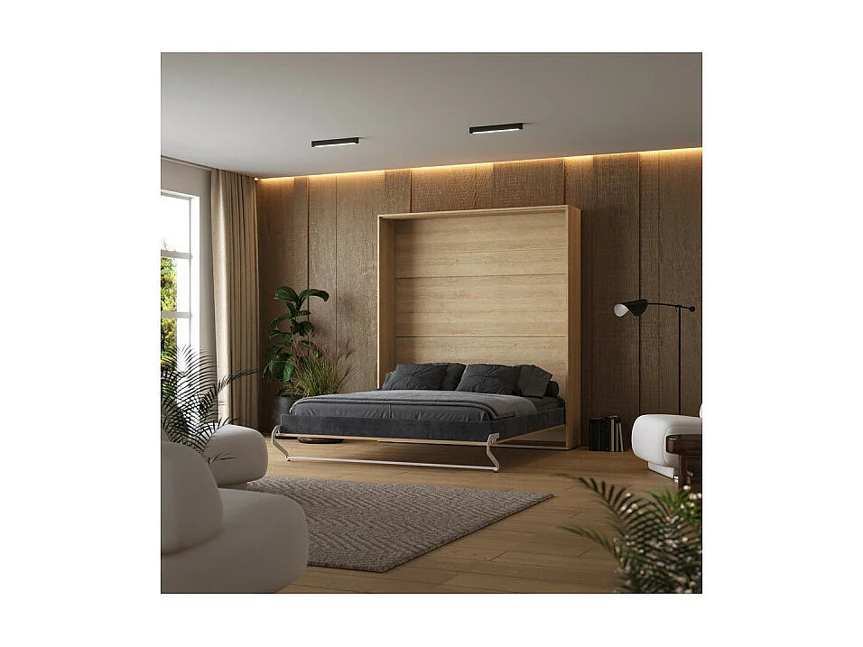 Lit escamotable 160x200cm Vertikal M1 Lit Mural Chene Kaiserberg