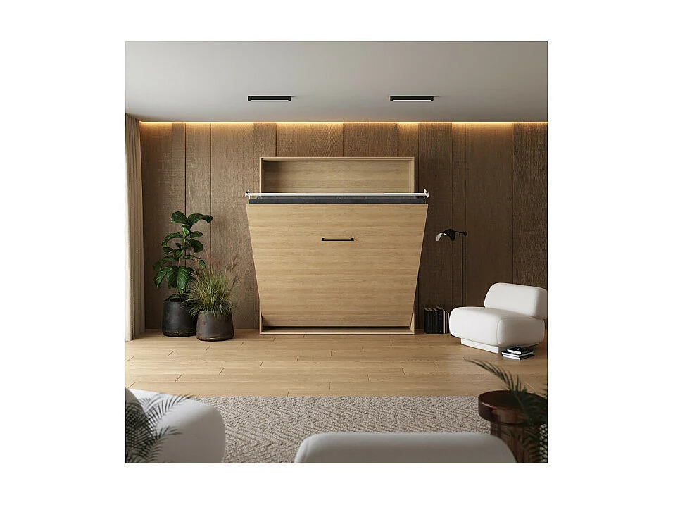 Lit escamotable 160x200cm Vertikal M1 Lit Mural Chene Kaiserberg