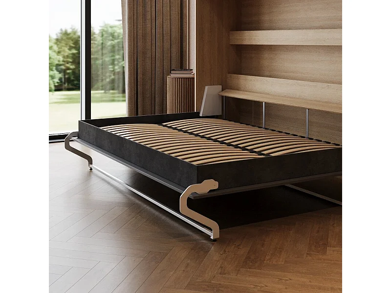 Lit escamotable 160x200cm Horizontal M2 Lit Mural Chene Kaiser-Anthracite