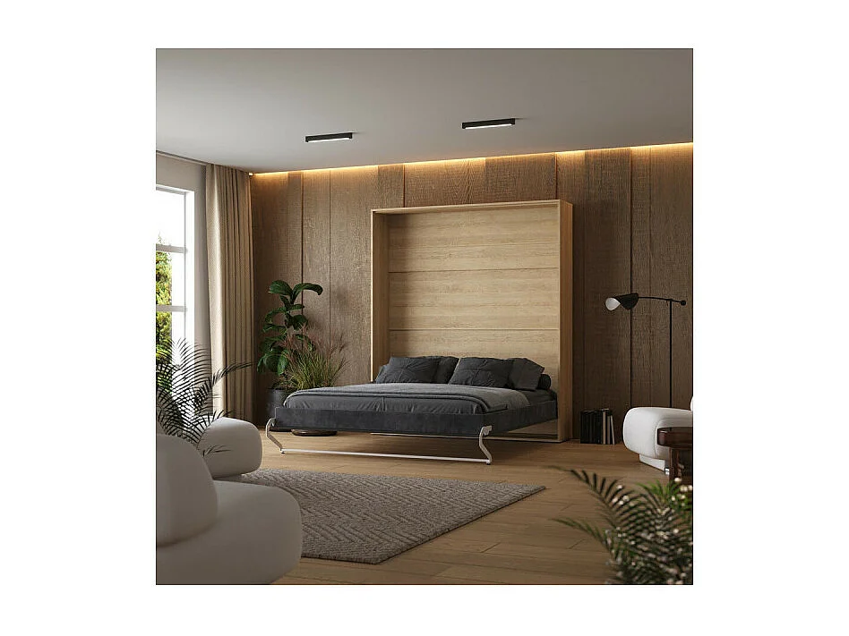 Lit escamotable 160x200cm Vertikal M1 Lit Mural Chene Kaiserberg-Antrachite