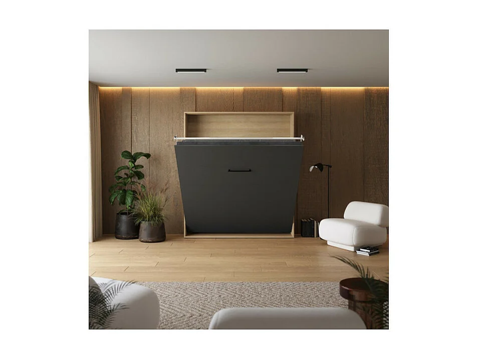 Lit escamotable 160x200cm Vertikal M1 Lit Mural Chene Kaiserberg-Antrachite