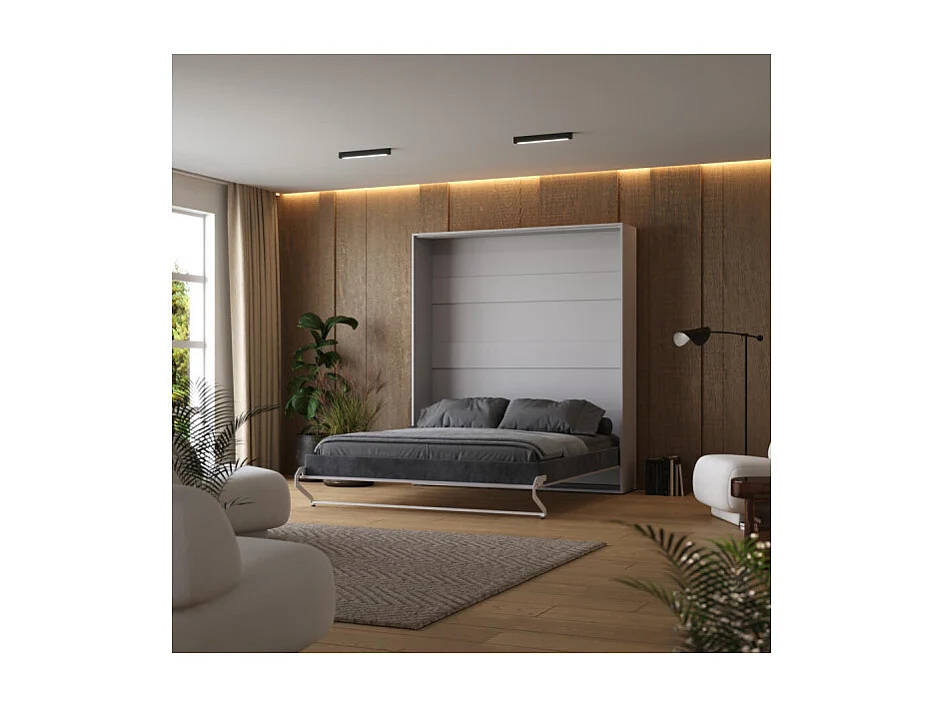 Lit escamotable 160x200cm Vertikal M1 Lit Mural Gris perle