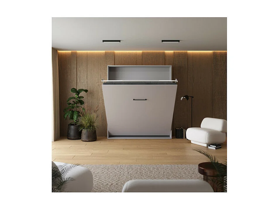 Lit escamotable 160x200cm Vertikal M1 Lit Mural Gris perle