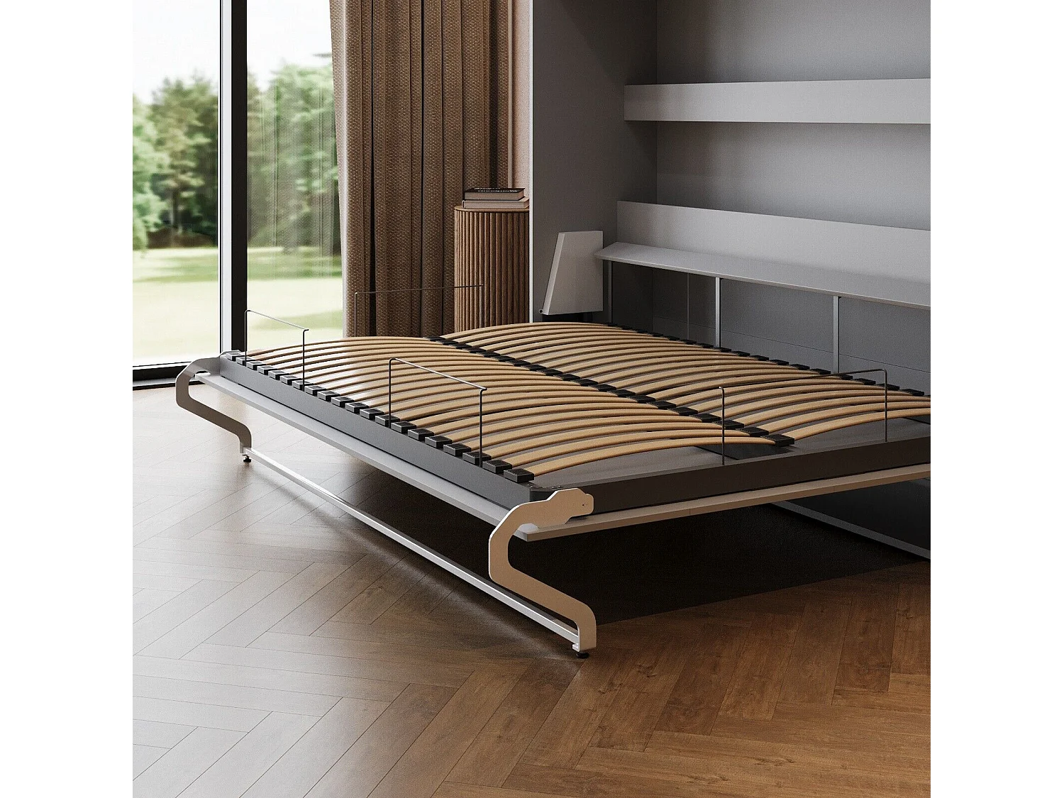 Lit escamotable 160x200cm Horizontal M2 Lit Mural Gris perle