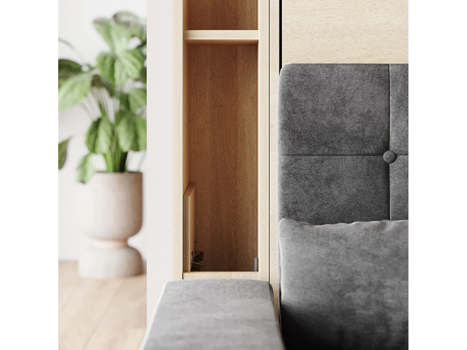 Lit escamotable ensemble 2 placards étagère et canapé 180x200cm Lit Mural Chêne kaiser inc.LED