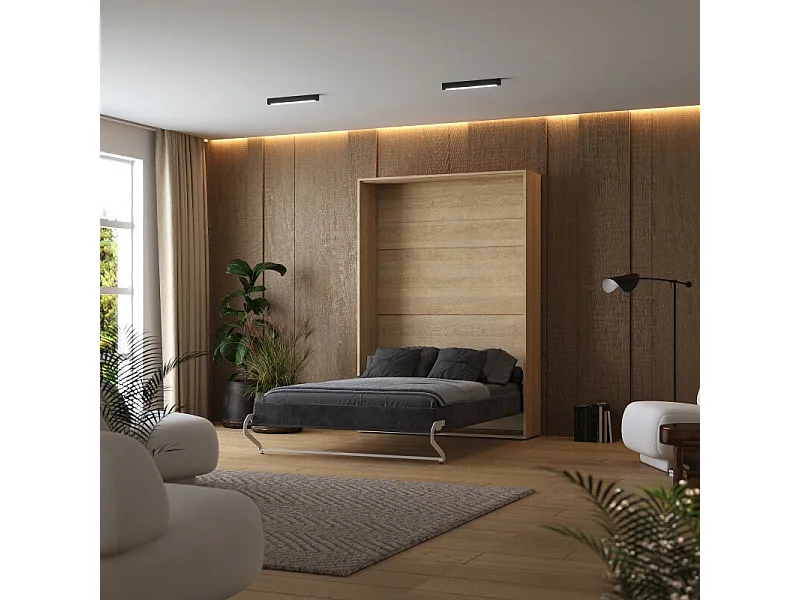 Lit escamotable 140x200cm Vertikal M1 Lit Mural Chene Kaiserberg-Antrachite