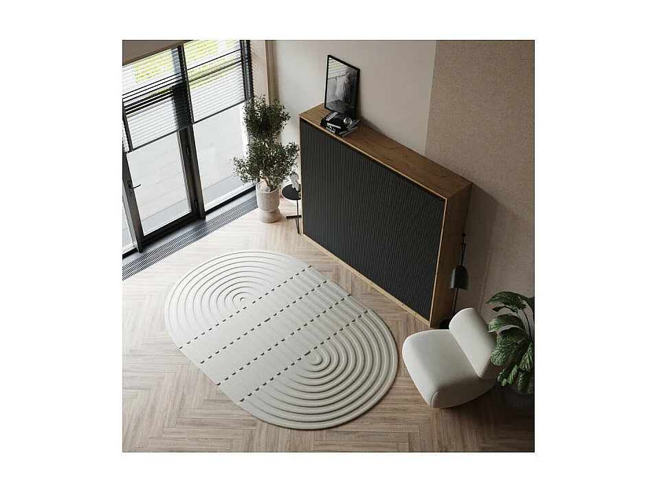 Lit escamotable 140x200cm Horizontal LUXUS Lit Mural couleur Chêne-Anthracite