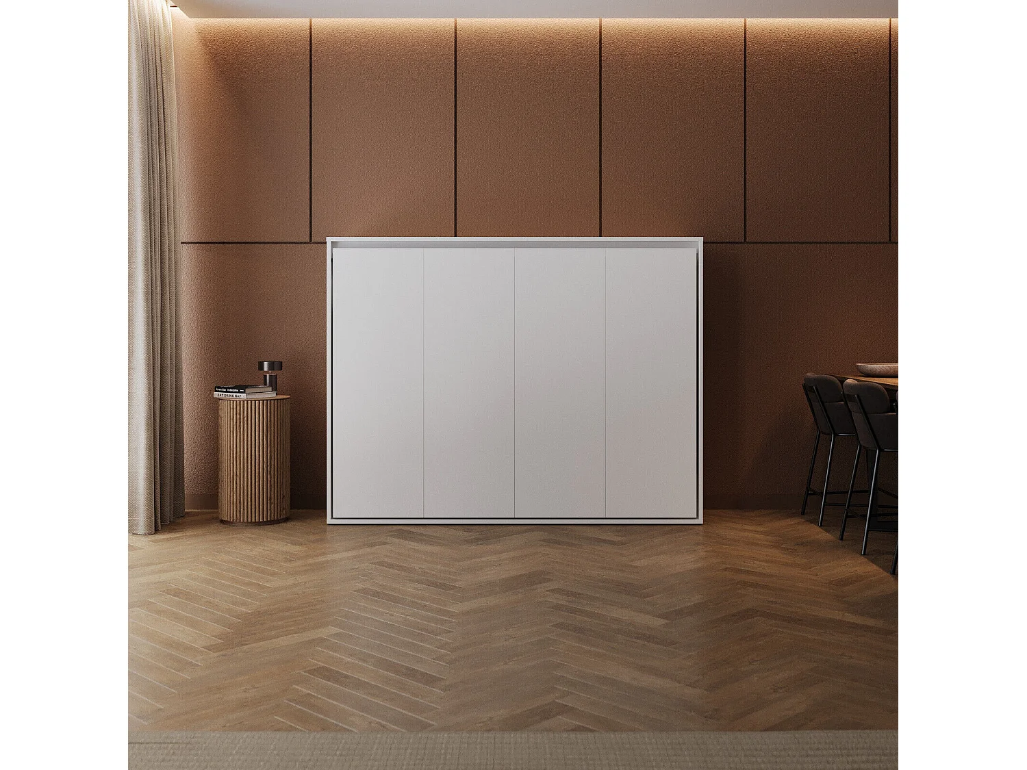 Lit escamotable 160x200cm Horizontal M2 Lit Mural Blanc