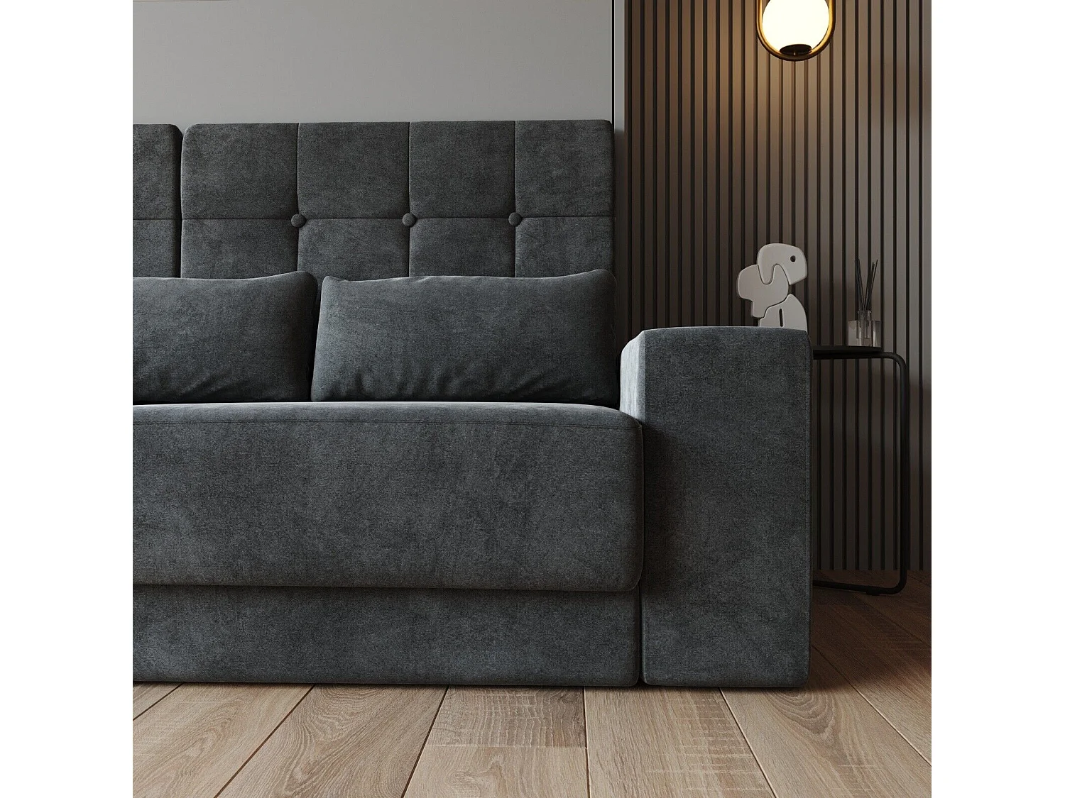 Lit escamotable ensemble 2 placards étagère et canapé 180x200cm Lit Mural Gris perle inc.LED