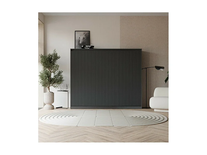 Lit escamotable 140x200cm Horizontal LUXUS Lit Mural Anthracite