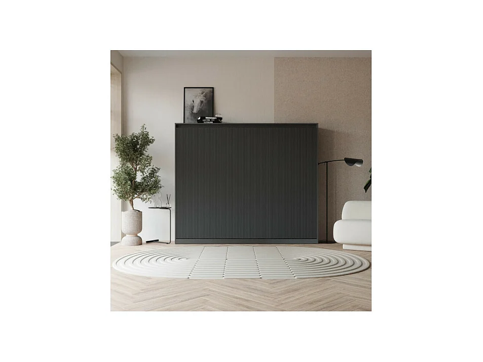 Lit escamotable 140x200cm Horizontal LUXUS Lit Mural Anthracite