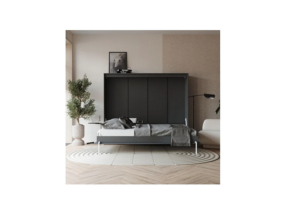 Lit escamotable 140x200cm Horizontal LUXUS Lit Mural Anthracite