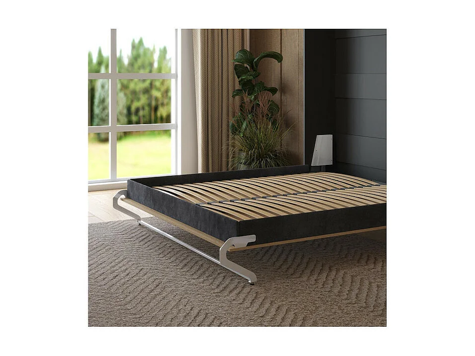 Lit escamotable 160x200cm Vertikal M1 Lit Mural Antrachite-Chene Kaiserberg