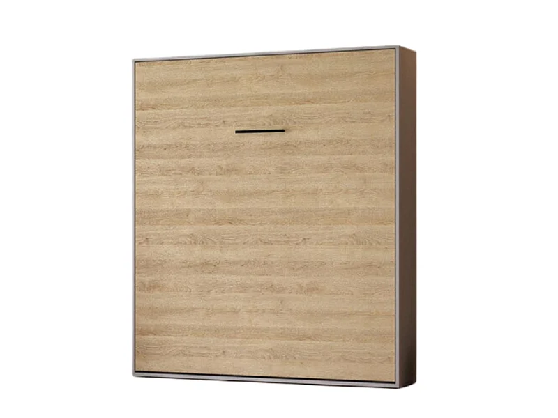 Lit escamotable 160x200cm Vertikal M1 Lit Mural Gris perle- Chene Kaiserberg