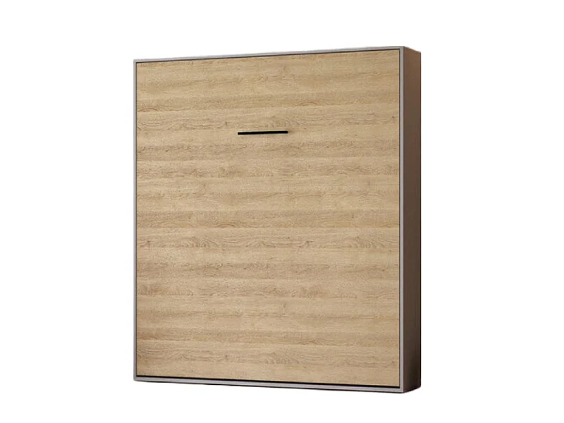 Lit escamotable 160x200cm Vertikal M1 Lit Mural Gris perle- Chene Kaiserberg