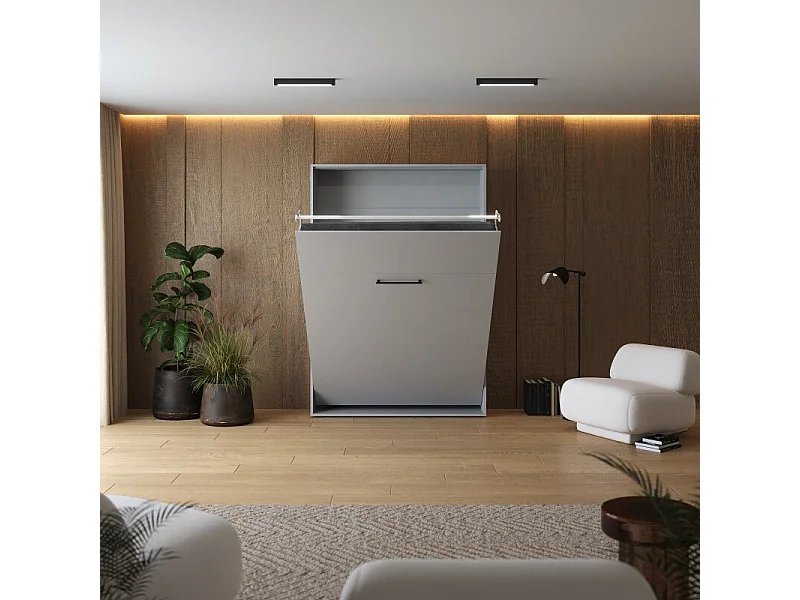 Lit escamotable 140x200cm Vertikal M1 Lit Mural Gris perle