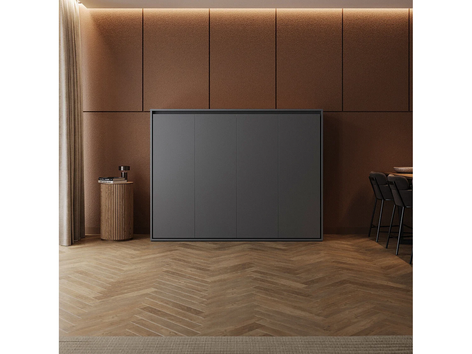 Lit escamotable 160x200cm Horizontal M2 Lit Mural Anthracite