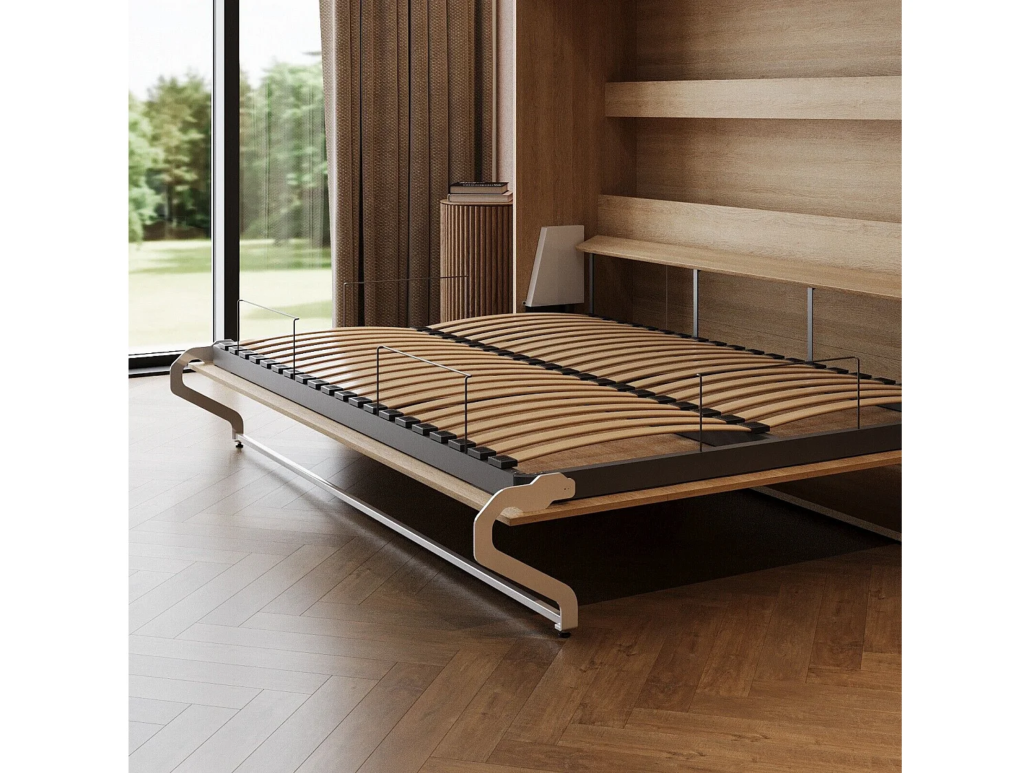 Lit escamotable 160x200cm Horizontal M2 Lit Mural Chene Kaiser