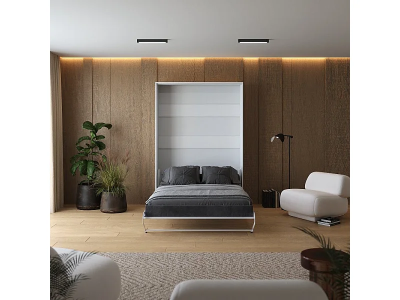 Lit escamotable 140x200cm Vertikal M1 Lit Mural Blanc