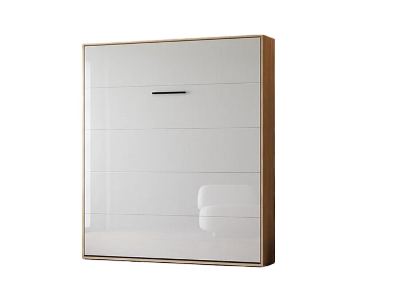 Lit escamotable 160x200cm Vertikal M1 Lit Mural Chene Kaiserberg-Blanc brillant