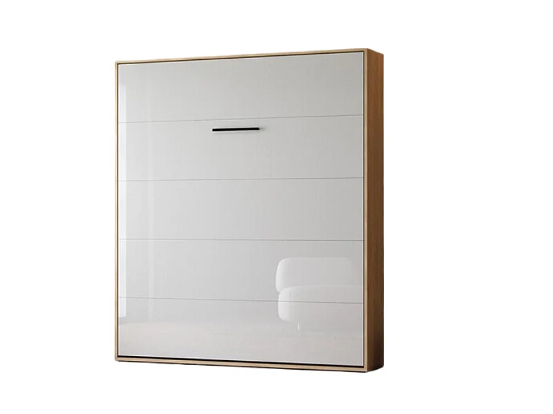 Lit escamotable 160x200cm Vertikal M1 Lit Mural Chene Kaiserberg-Blanc brillant
