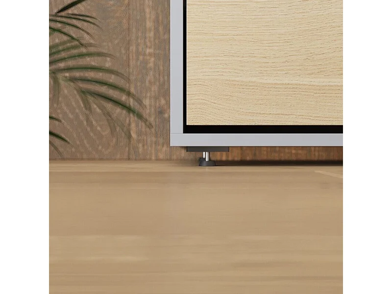 Lit escamotable 140x200cm Vertikal M1 Lit Mural Gris perle- Chene Kaiserberg