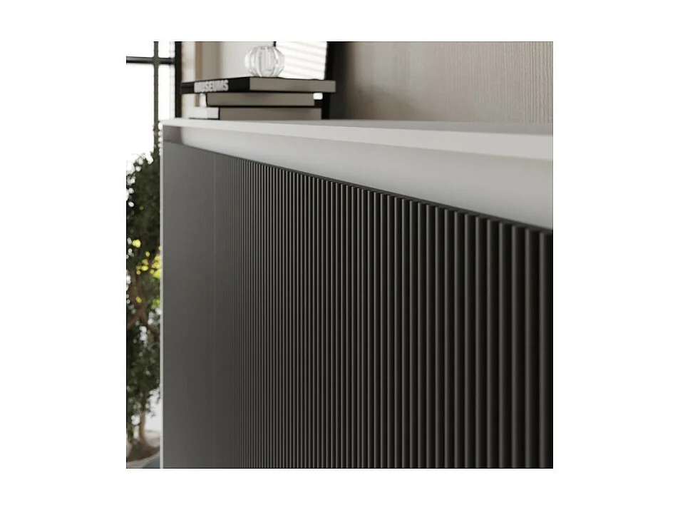 Lit escamotable 140x200cm Horizontal LUXUS Lit Mural Blanc-Anthracite