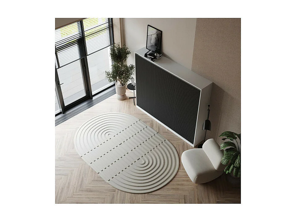 Lit escamotable 140x200cm Horizontal LUXUS Lit Mural Blanc-Anthracite